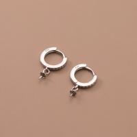 925 Sterling Silver Huggie Hoop Earring Finding, silver color plated, micro pave cubic zirconia, 12mm, Sold By Pair
