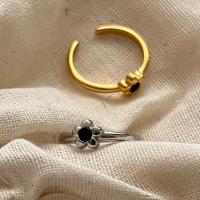 Solidny srebrny pierścień, Srebro 925, Kwiat, Powlekane, regulowany & dla kobiety, dostępnych więcej kolorów, rozmiar:6-8, sprzedane przez PC