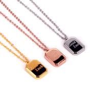 Stainless Steel Jewelry Necklace 304 Stainless Steel Rectangle Vacuum Ion Plating with letter pattern & for woman Length Approx 15.7 Inch Sold By PC