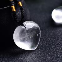 Collier de quartz, quartz clair, avec corde de cire, coeur, poli, bijoux de mode & unisexe, 30mm, Longueur:Environ 14 pouce, Vendu par PC