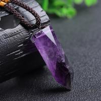 Quartz Necklace Amethyst with Wax Cord polished fashion jewelry & Unisex 4-5cm Length Approx 14 Inch Sold By PC