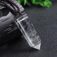 Quartz Necklace, Clear Quartz, with Wax Cord, polished, fashion jewelry & Unisex, 4-5cm, Length:Approx 14 Inch, Sold By PC