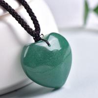Green Aventurine Necklace with Wax Cord Heart polished fashion jewelry & Unisex Length Approx 14 Inch Sold By PC