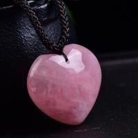 Collier de quartz, quartz rose, avec corde de cire, coeur, poli, bijoux de mode & unisexe, Longueur Environ 14 pouce, Vendu par PC
