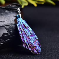 Schorl Necklace, with Tibetan Style, Feather, fashion jewelry & Unisex, 50mm, Length:Approx 14 Inch, Sold By PC