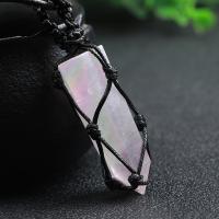 Collier de quartz, quartz rose, avec corde de cire & alliage de zinc, poli, bijoux de mode & unisexe, 4-5cm, Longueur Environ 14 pouce, Vendu par PC