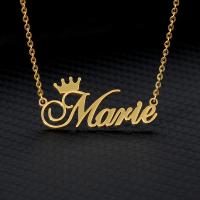 304 Stainless Steel Necklace with 1.97inch extender chain Vacuum Ion Plating Each custom text must be less than 10 letters   fashion jewelry   Unisex golden Length Approx 17.72 Inch Sold By PC
