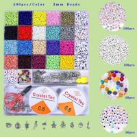 Glass Beads Jewelry making tool set, with Plastic Box & Tibetan Style, stoving varnish, DIY, mixed colors, 190x235.50x18mm, Sold By Box