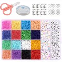 Glass Beads Jewelry making tool set, with Plastic Box & Tibetan Style, stoving varnish, DIY & different size for choice, mixed colors, 180x260x35mm, Sold By Box