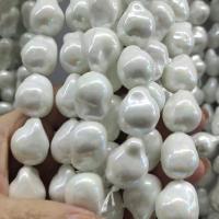 Perles en plastique ABS, perle de verre, Baroque, DIY, blanc, 13x17mm, Vendu par PC