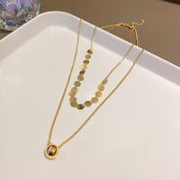 Multi Layer Necklace Brass with 1.97inch extender chain gold color plated Double Layer & fashion jewelry & for woman nickel lead & cadmium free Length Approx 17.72 Inch Sold By PC
