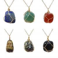 Gemstone Pendants Jewelry, Natural Stone, with Brass, gold color plated, different materials for choice & Unisex, more colors for choice, 15-25mm, Sold By PC