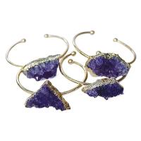 Amethyst Cuff Bangle, with Brass, gold color plated, Unisex, purple, Inner Diameter:Approx 55mm, Sold By PC