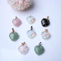 Gemstone Pendants Jewelry Natural Stone with Brass Heart plated & Unisex Sold By PC