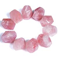 quartz rose décoration, polygone, gravé, rose, 31x34mm, Vendu par PC