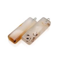 Gemstone Pendants Jewelry, Ocean Calcedony, Rectangle, Unisex, mixed colors, 10-14x35-40mm, Sold By PC