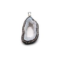 Ice Quartz Agate Pendant with Rhinestone Clay Pave druzy style & Unisex & hollow 15-30x30-45mm Sold By PC