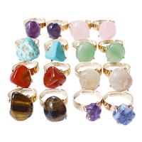 Natural Gemstone Finger Ring, Natural Stone, with Brass, gold color plated, different materials for choice & Unisex, more colors for choice, 20mm, Inner Diameter:Approx 20mm, Sold By PC