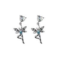 Zinc Alloy Drop Earrings Spirit silver color plated fashion jewelry & micro pave cubic zirconia & for woman silver color nickel lead & cadmium free Sold By Pair