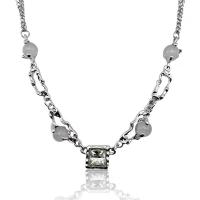 Titanium Steel Necklace with Sea Opal & Zinc Alloy with 6cm extender chain silver color plated fashion jewelry & micro pave cubic zirconia & for woman silver color Length 41 cm Sold By PC