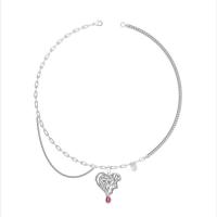 Titanstahl Halskette, mit Zinklegierung, mit Verlängerungskettchen von 5cm, silberfarben plattiert, Modeschmuck & für Frau, Silberfarbe, Länge:48 cm, verkauft von PC