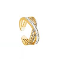 Cubic Zirconia Micro Pave Brass Ring gold color plated fashion jewelry & micro pave cubic zirconia & for woman golden nickel lead & cadmium free 13mm Sold By PC
