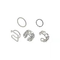 Juego de anillos de aleación de zinc, chapado en color de plata, 5 piezas & Joyería & unisexo, plateado, libre de níquel, plomo & cadmio, 17mm, Vendido por Set