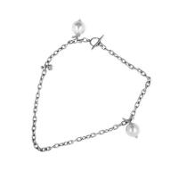 Titanium Steel Necklace, with Plastic Pearl, silver color plated, fashion jewelry & for woman, silver color, nickel, lead & cadmium free, Length:46 cm, Sold By PC