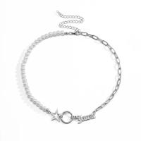 Titanium Steel Bracelet & Bangle with Plastic Pearl & Iron with 5cm extender chain silver color plated fashion jewelry & for woman silver color nickel lead & cadmium free Length 37 cm Sold By PC