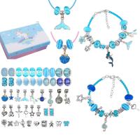 Children DIY String Beads Set Zinc Alloy with PU Leather plated European style & for children Length Approx 17.7 Inch Approx 6.3 Inch Sold By Set
