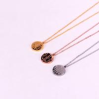 Stainless Steel Jewelry Necklace 304 Stainless Steel Flat Round Vacuum Ion Plating with letter pattern & for woman & double-sided Length Approx 15.7 Inch Sold By PC
