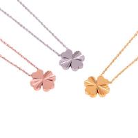 Stainless Steel Jewelry Necklace, 304 Stainless Steel, Four Leaf Clover, Vacuum Ion Plating, for woman, more colors for choice, Length:Approx 15.7 Inch, Sold By PC