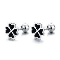 925 Sterling Silver Stud Earrings, plated, for woman & epoxy gel, more colors for choice, Sold By Pair