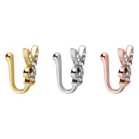 Stainless Steel Nose Piercing Jewelry, Copper Alloy, Rabbit, high quality plated, Unisex & with rhinestone, more colors for choice, nickel, lead & cadmium free, Sold By PC