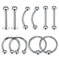 316L Stainless Steel Body Piercing Jewelry Set, 10 pieces & Unisex & different size for choice, original color, Sold By Set