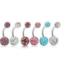 Stainless Steel Belly Ring 316L Stainless Steel for woman & with rhinestone 5mm 8mm Sold By PC