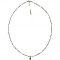 Freshwater Pearl Mässing Chain Necklace, med Mässing, med 1.18 inch extender kedja, guldfärg pläterade, micro bana cubic zirconia & för kvinna, fler färger för val, Längd Ca 15.74 inch, Säljs av PC