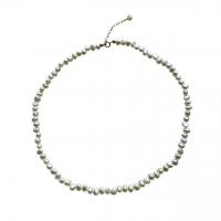 Freshwater Pearl Mässing Chain Necklace, guldfärg pläterade, olika längd för val & olika stilar för val & för kvinna, vit, Säljs av PC