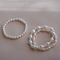 Bracelet en perles de culture d'eau douce, perle d'eau douce cultivée, fait à la main, styles différents pour le choix & pour femme, blanc, 3-7mm, Longueur:Environ 6.3 pouce, Vendu par PC