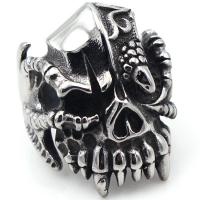 Titanium Steel Finger Ring, Skull, anoint, different size for choice & for man & blacken, original color, 20x30mm, Sold By PC