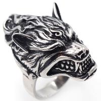 Titanium Steel Finger Ring, Wolf, anoint, different size for choice & for man & blacken, original color, 18x39mm, Sold By PC