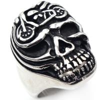 Titanium Steel Finger Ring, Skull, anoint, different size for choice & for man & blacken, original color, 18x27mm, Sold By PC