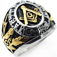 Пальцевидное Кольцо Титановой Стали, титан, плакирован золотом, разный размер для выбора & Мужский & чернеют, два разных цвета, 20x15mm, продается PC