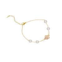 Zinc Alloy Bracelet with Plastic Pearl with 3.74inch extender chain fashion jewelry & for woman golden nickel lead & cadmium free Length Approx 7.87 Inch Sold By PC