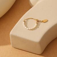 Finger Ring smykker, Zinc Alloy, med Plastic Pearl, Justerbar & mode smykker & for kvinde, gylden, nikkel, bly & cadmium fri, 1.5*0.2cm, Solgt af PC