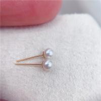 Boucles d'oreilles en perles d'eau douce, perle d'eau douce cultivée, Plaqué or 18K, bijoux de mode & pour femme, blanc, 4-5mm, Vendu par paire