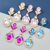 Rhinestone Earring, Tibetan Style, fashion jewelry & for woman & with glass rhinestone & with rhinestone, more colors for choice, 63x24mm, Sold By Pair