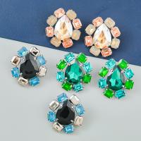 Rhinestone náušnice, Zinek, módní šperky & pro ženy & se skleněnou drahokamu, více barev na výběr, 38x36mm, Prodáno By Pair