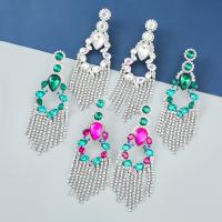 Rhinestone Earring, Tibetan Style, fashion jewelry & for woman & with glass rhinestone & with rhinestone, more colors for choice, 106x35mm, Sold By Pair