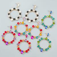 Rhinestone Earring Zinc Alloy Round fashion jewelry & for woman & with glass rhinestone Sold By Pair